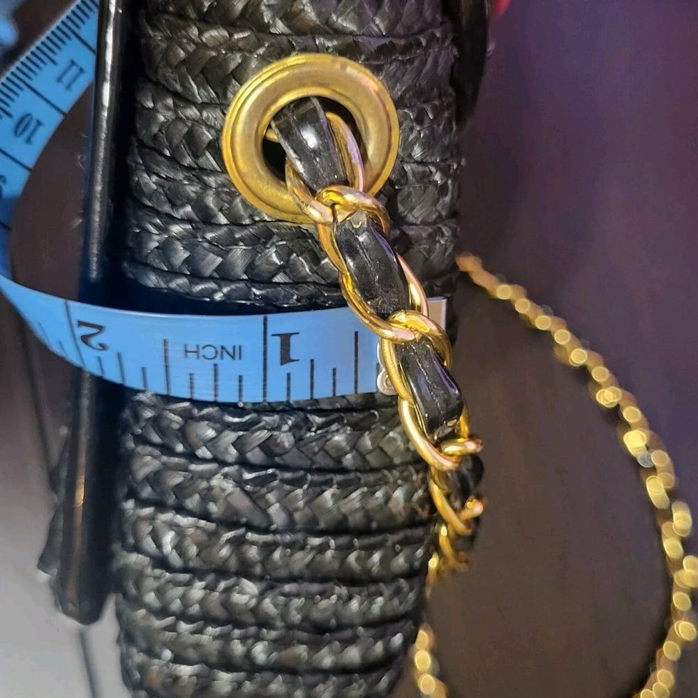 Deena &‎ Ozzy Wheat Straw Paille De Ble Shoulder Bag Golden Chain Woven - Picture 8 of 16